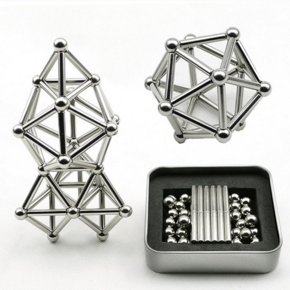 Magnetic Rods & Balls Puzzle Set in Tin can NEW - Picture 5 of 8